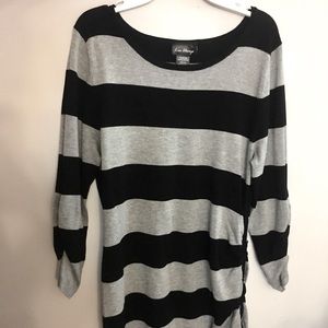 Black and Grey Striped Tunic Top